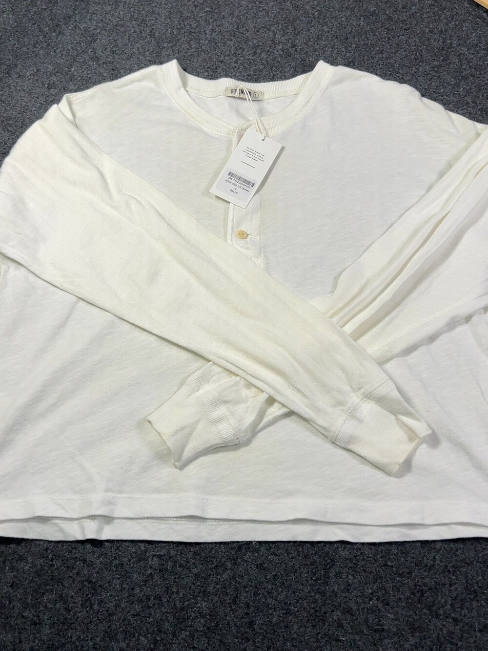 Buck Mason White Slub Longsleeve Henley Womens Sz Small Msrp68 [ME24] Pre-owned - Picture 1 of 12